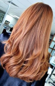 Copper red hair colour for autumn at Galway Bellissimo Hair Salon