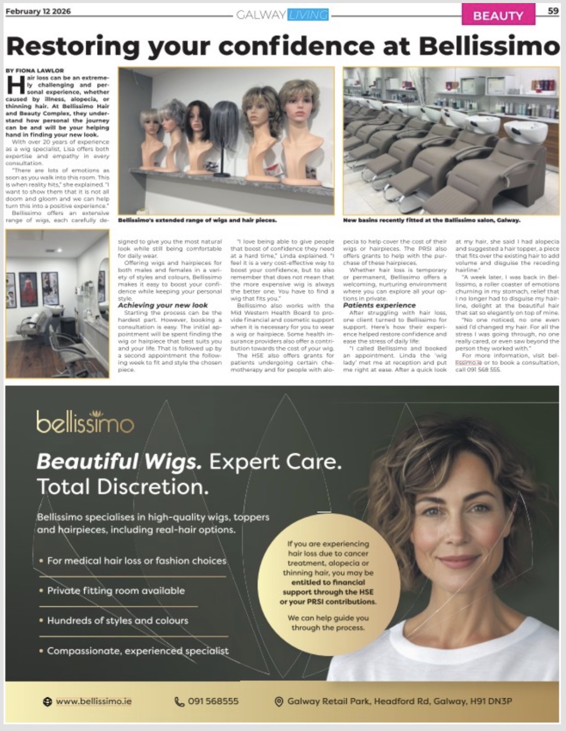 Bellissimo Featured in Galway Advertiser